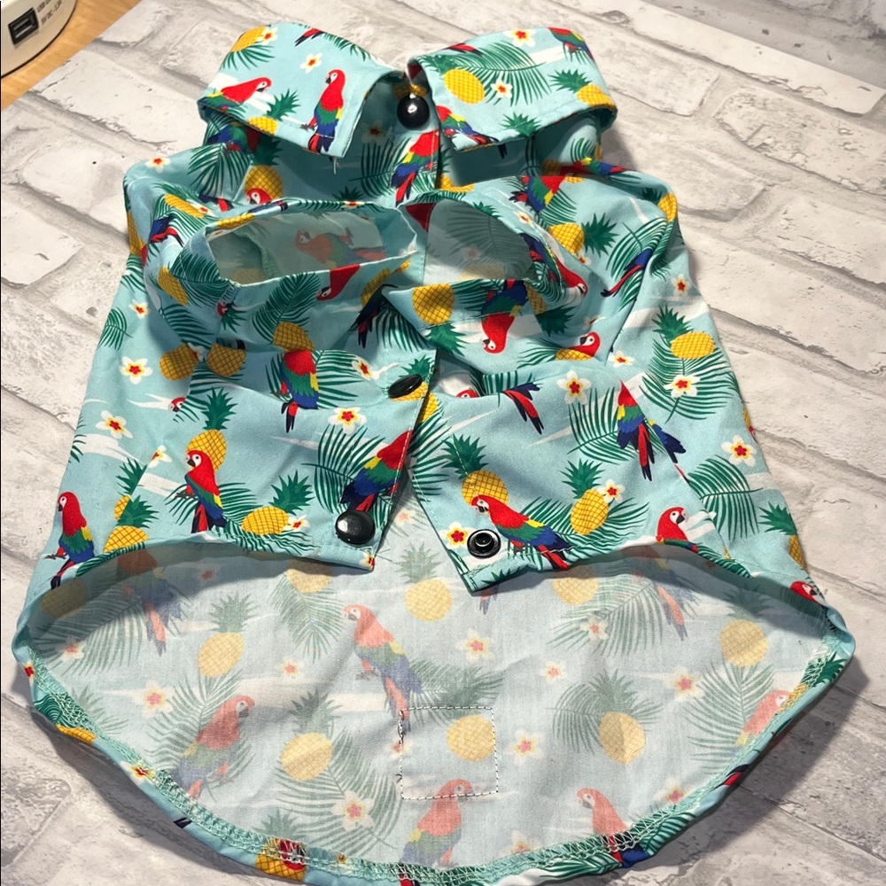 Tropical pineapple Parrot Print Dog Hawaiian Shirt size 3 pet clothes